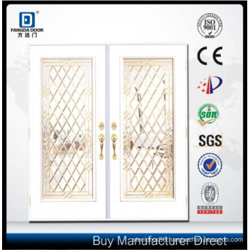 Fangda Double Swing Fiberglass Door Decorated with Frosted Glass